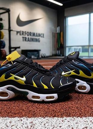 Nike air max plus tn чорні з синім та жовтим