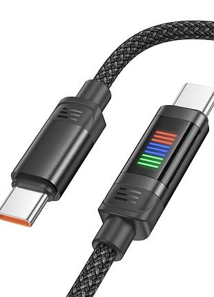 Кабель для заряджання та передачі даних usb hoco u126 lantern pd100w/5a type-c to type-c нейлонова обплетення, довжина 1.2m black