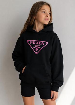 Дитяче чорне худі gildan heavy blend prada, чорне, 146–152 см (l), 10-12 років