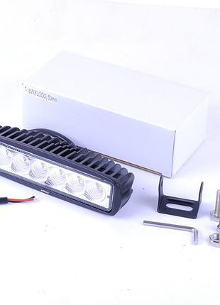 Фара-led прямоугольник 18w 160*46*57mm (3w*6) 10-30v дальний (07-18w) (1шт) страбоскоп отдельный провод