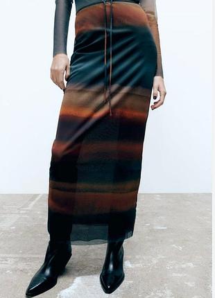 Меди юбка в сетку с подкладкой zara