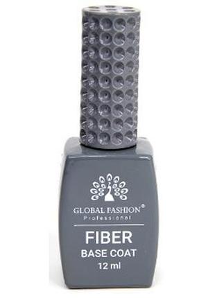 База для гель-лака global rubber base fiber 12мл. с армирующими волокнами