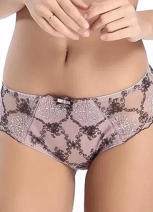 Жіночі труси мікрофібра з мереживом lanny mode 52491 "джинс" капучино, xxxxl
