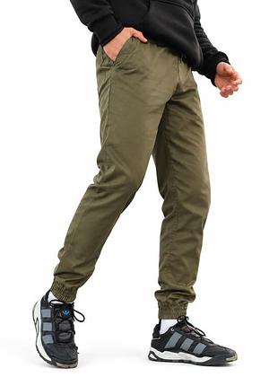 Мужские базовые брюки карго из коттона intruder хаки демисезонные прямого кроя без накладных карманов