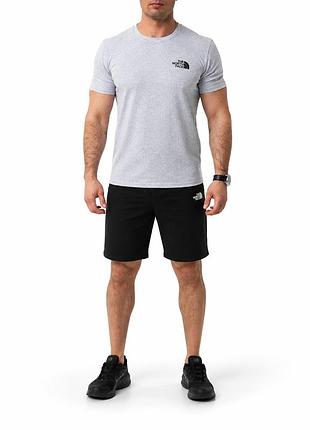 Комплект чоловічий tnf: футболка сіра + шорти чорні