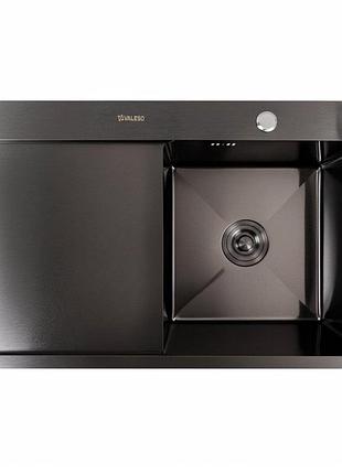 Кухонна мийка cm 78*50 r pvd чорна valeso handmade 3.0/1.0