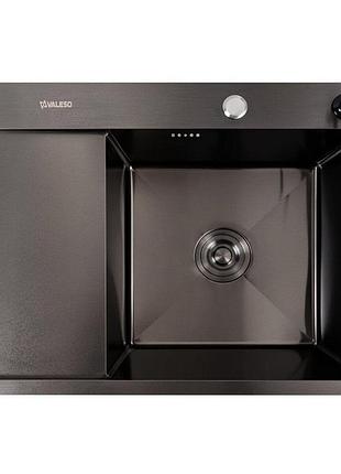 Кухонная мойка cm 65*50 r pvd черная valeso handmade 3.0/1.0