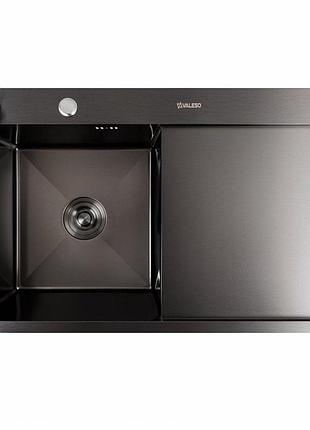 Кухонна мийка cm 78*50 l pvd чорна valeso handmade 3.0/1.0