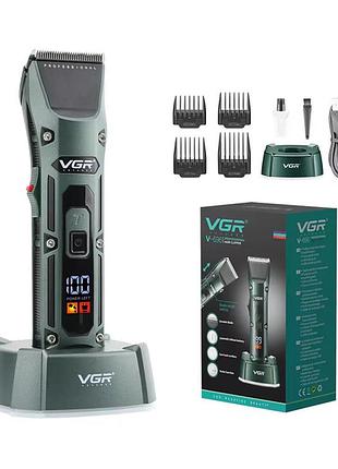 Радиоаккумуляторная машинка для стрижки волос vgr v-696 pro с led-дисплеем