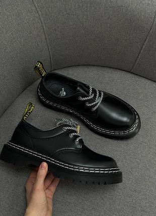 Черные кожаные ботинки унисекс dr. martens black x мартинс 39