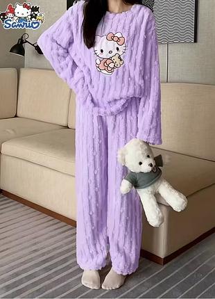 Піжама з hello kitty тепла на дівчинку розмір one size