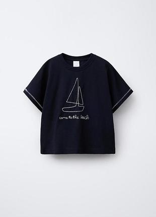 Футболка zara черная с корабликом