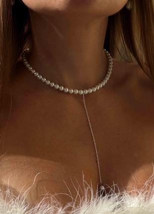 Жемчужное колье с цепочкой-галстуком 5520