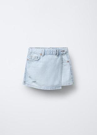 Шорти на дівчинку джинсові з клапаном світлоблакитні zara