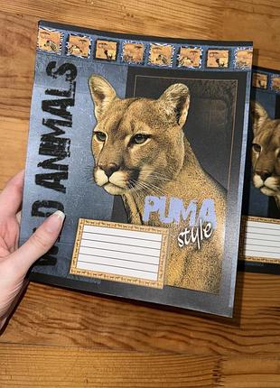 Зошити 36 аркушів у клітинку puma style, 2 шт., пума, матова обкладинка з глянцевими елементами, нові