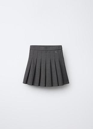 Юбка плиссированная со складками на девочку серая zara школьная 13/14 (164 см)