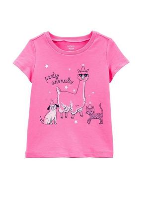 Футболка розовая с животными carters
