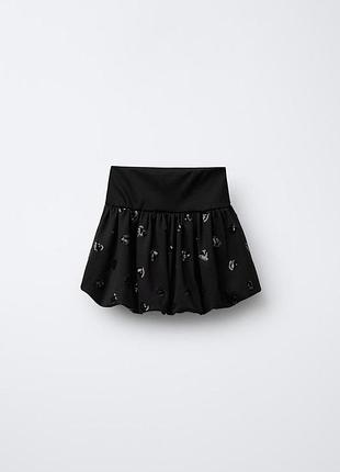 Юбка черная праздничная с паетками zara