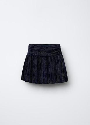 Спідниця святкова бархатиста синя zara