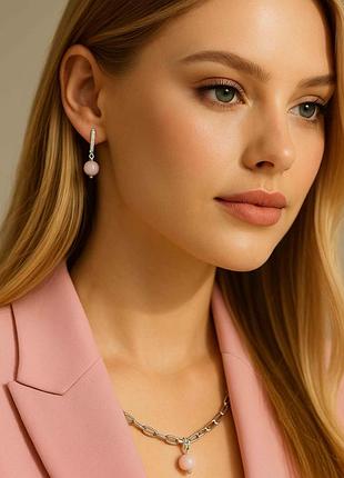 Серьги с розовым опалом 5162