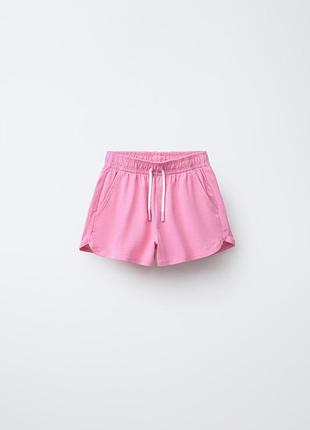 Шорти трикотажні тонкі на дівчинку короткі рожеві zara 9/10 років