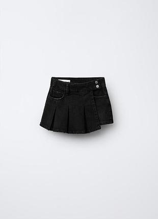 Шорти на дівчинку джинсові з клапаном чорні zara