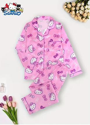 Піжама hello kitty хелоу кітті рожева атласна тонка розмір м