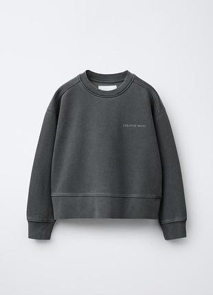 Світшот на дівчинку на флісі вкорочений zara сірий