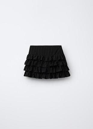 Юбка черная праздничная с шортами под низом zara