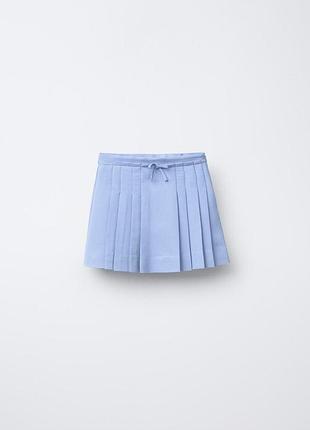 Юбка плиссированная со складками на девочку голубая zara школьная