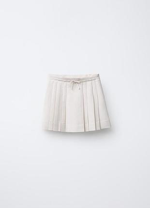 Юбка плиссированная со складками на девочку голубая zara школьная