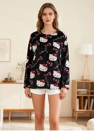 Лонгслів для дому hello kitty хелоу кітті чорний
