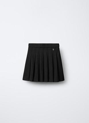 Юбка плиссированная со складками на девочку черная zara школьная