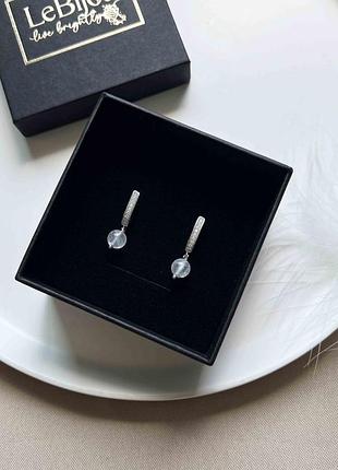 Сережки с лунным камнем 5690