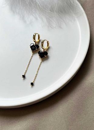 Серьги с цепями и сердцем 5437