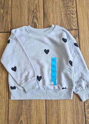 Детский свитшот на флиссе для девочки primark 104 (3-4 года) серо-голубой