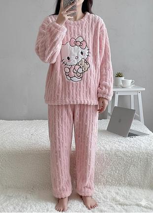 Піжама з hello kitty тепла на дівчинку розмір one size