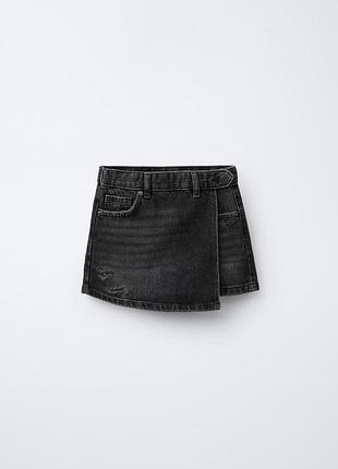 Шорти на дівчинку джинсові з клапаном темносірі zara