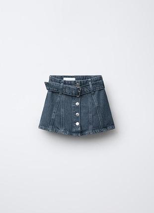 Юбка джинсовая на девочку с пуговицами и поясом zara