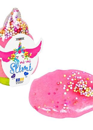 Дитячий слайм mi-mi slimi рожок із кульками 71826st(pink) у баночці 100 г