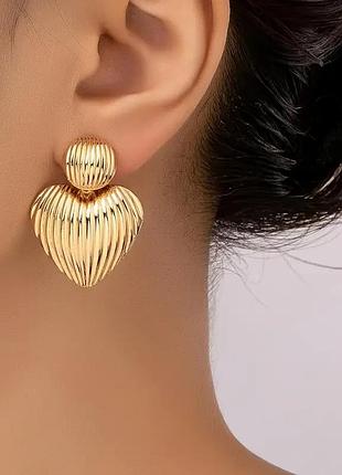 Сережки золотисті у формі серця