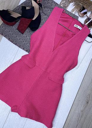 Літній комбінезон zara xs короткий комбінезон з шортами рожевий комбінезон твідовий зара