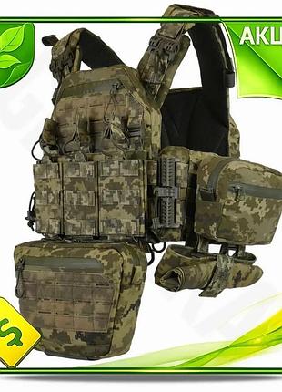 Ve комплект плитоноска kiborg gu new version gen.2 чорний мультикам бронежилет з підсумками для захист n6w_ver