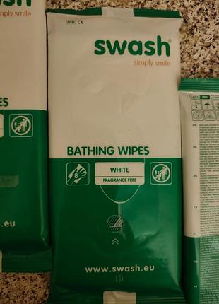 Набір вологих серветок для миття тіла лежачих хворих swash bathing wipes 8 шт без води