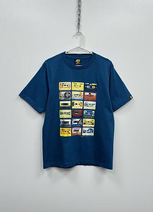 Крута футболка jungle ape cassettes printed vintage t-shirt blue