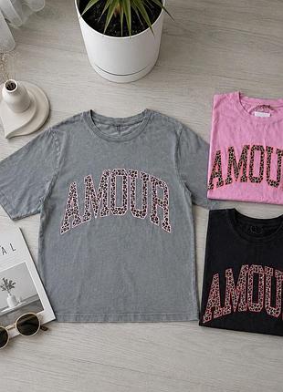 Женская футболка оверсайз amour италия хлопковая футболка с принтом
