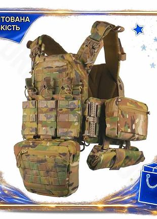Dm комплект плитоноски kiborg специфікація 2.2 gu gen.2 з 6 підсумками чорний мультикам бронежилет для spe|lz