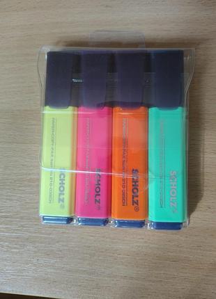 Набір текстомаркерів scholz highlighter set 4 кольори неонові маркери