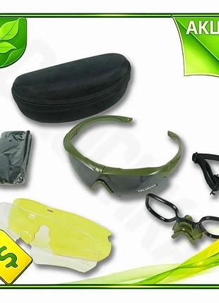 Ve тактичні окуляри polarized uv400 new version з 3 лінзами хакі для захисту від ультрафіолету та оско n6w_ver