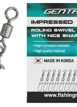 Вертлюг із застібкою fishing roi impressed rolling swivel №4 (10шт/уп)